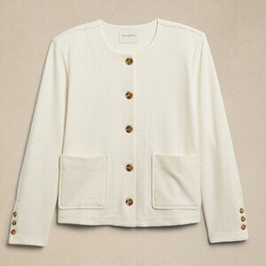 NWT Cream Collarless Boucle Jacket - M